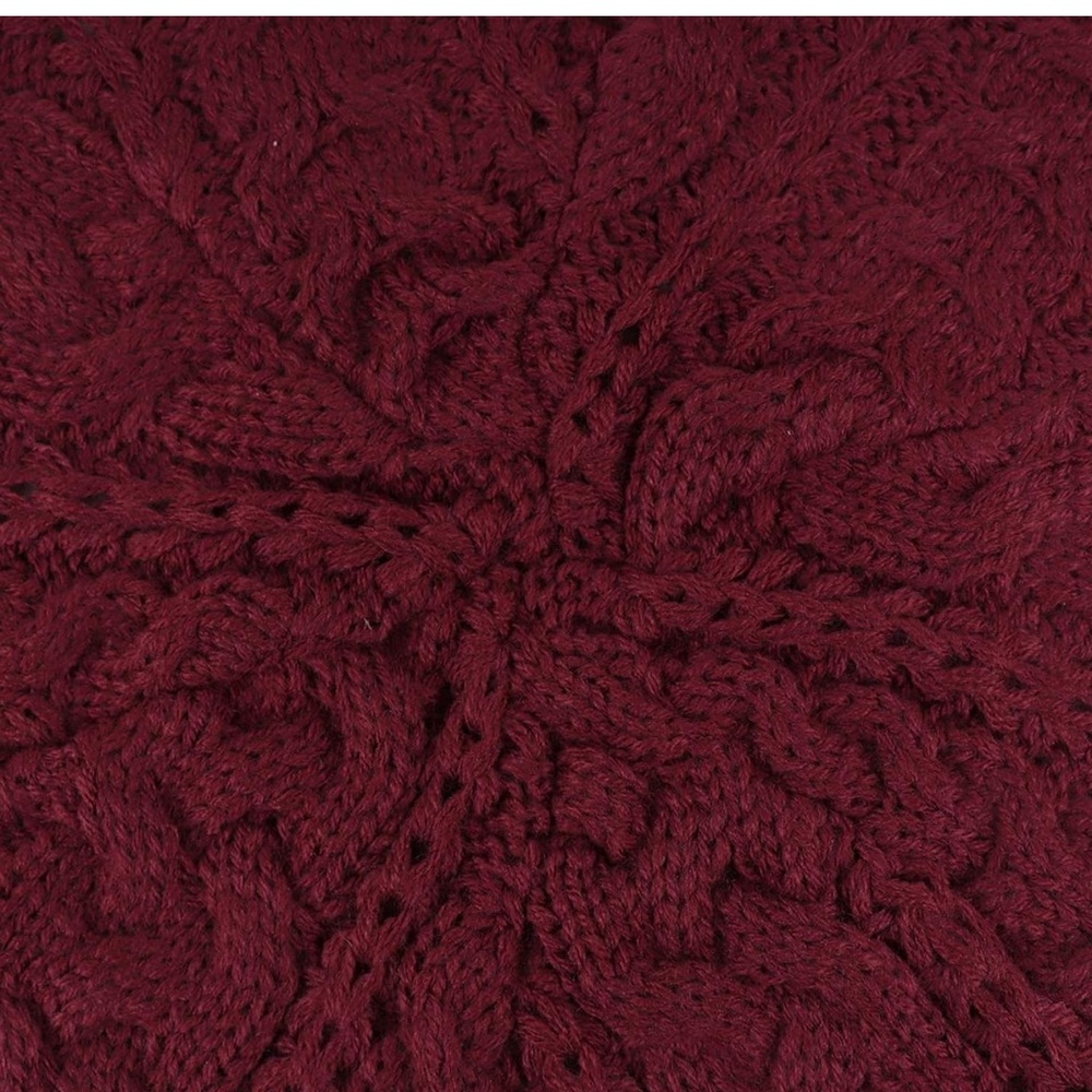 Lightweight Crochet Knitted Style Beanie Hat for Women, Slouchy Hat Burgundy - Picture 3 of 5